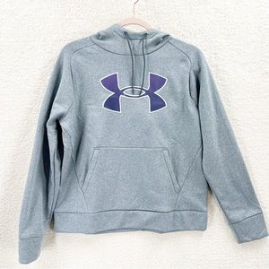 Under Armour Women's Loose Fleece grey Logo Pullover hoodie Sweatshirt Size S NW